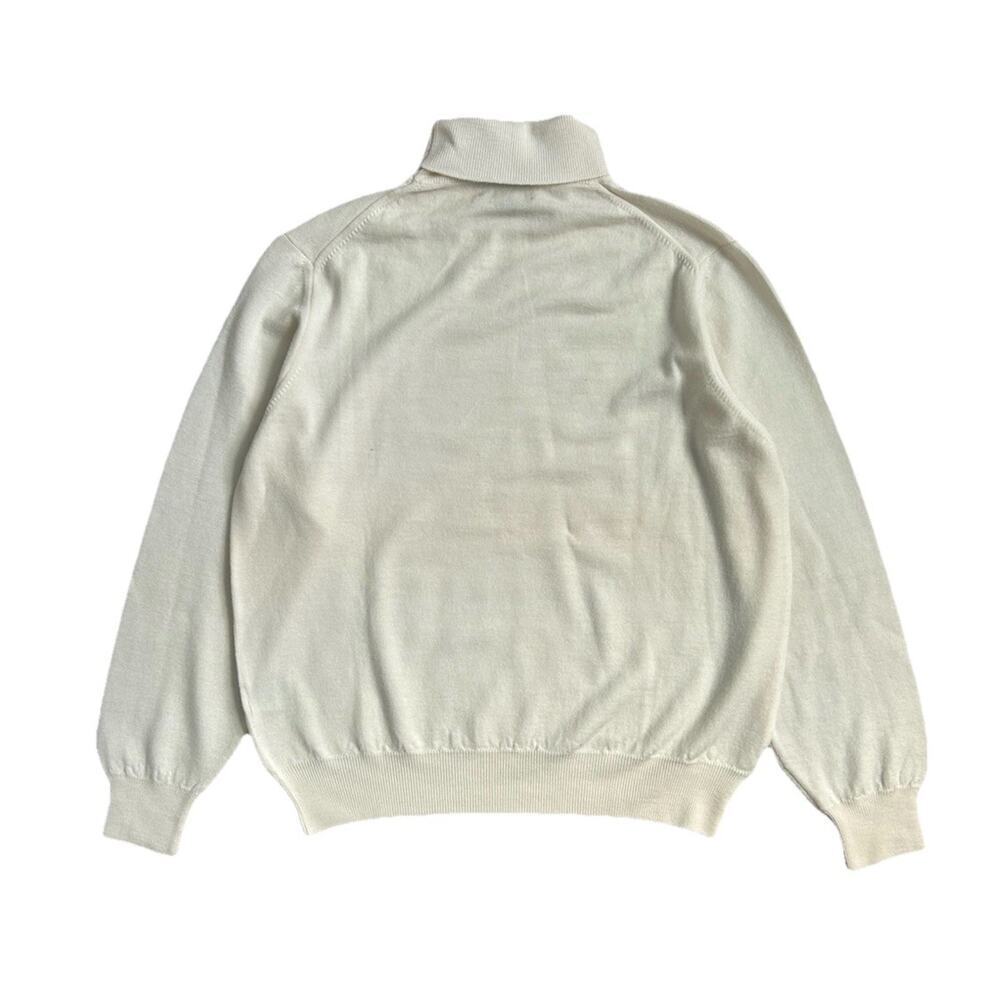 VTG Land’s End 100% Wool Women’s Knit Turtleneck Sweater Ivory Large Italy Made - Picture 5 of 6